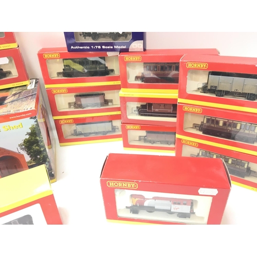 102 - A Collection of Boxed Hornby 00 Gauge Wagons. Buildings and 2 Locomotives