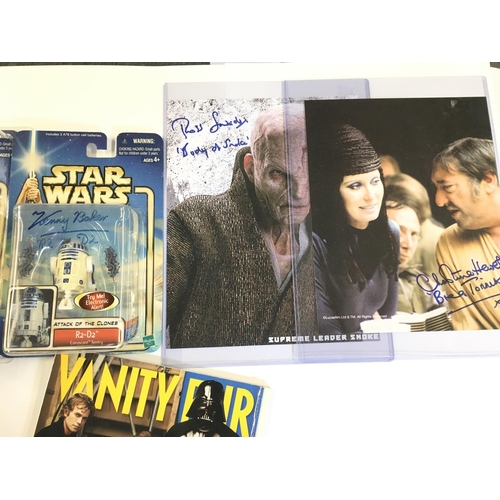 106 - A Collection of Signed Star Wars Figures And Pictures including David Prowse. Kenny Baker etc.