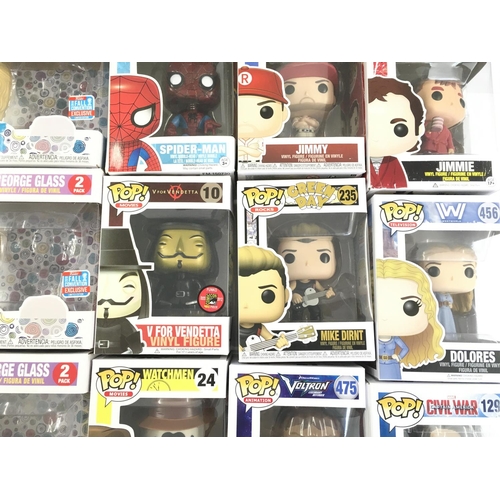 111 - A Collection of Funko Pop Figures Including V For Vendetta. Watchman Rorschach and Others.