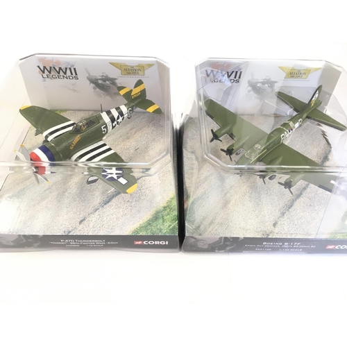 144 - 4X Corgi WW2 Legends including a Hawker Typhoon. A ME262A-1A. A P-47D Thunderbolt and a Boeing B-17F... 