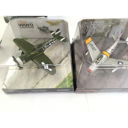 163 - 4 Boxed Corgi Aircraft including a Douglas C-47. A Fairey Swordfish. A P47D Thunderbolt and a F-86F.... 