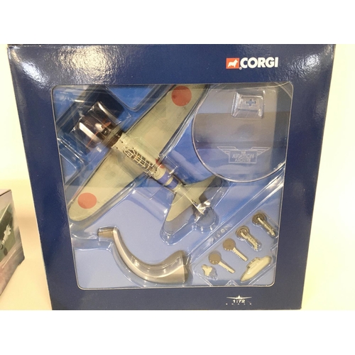 182 - 2 X Corgi Die-Cast Aircraft including a Hawker Hunter MK 6 and a Mitsubishi A6M2 Zero.(2)