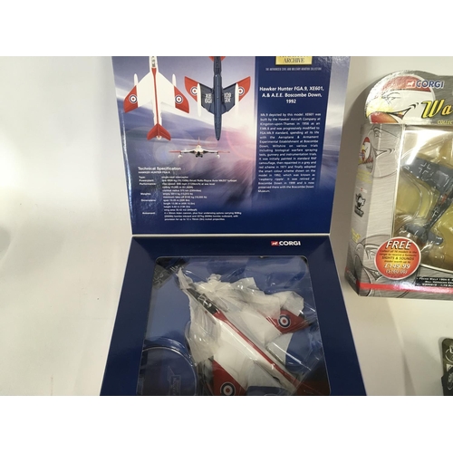 199 - Collection of various corgi die cast planes including a limited Edition Hawker Hunter.