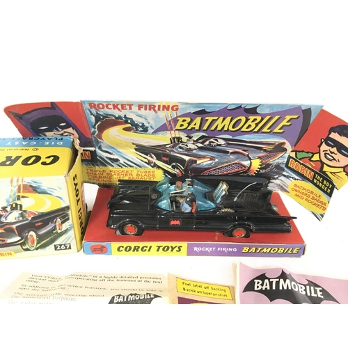 205 - A Boxed Corgi Batmobile #267. missing Rockets and Envelope.