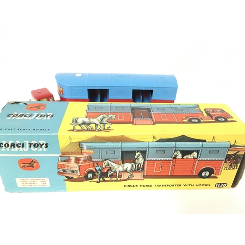 207 - A Boxed Corgi Circus Horse Transporter With Horses #1130. (Box is worn)