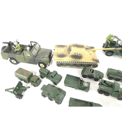 221 - A Collection of Military Playworn Vehicles including Matchbox. Britainâs. Solido.