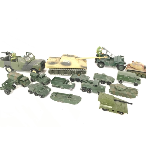 221 - A Collection of Military Playworn Vehicles including Matchbox. Britainâs. Solido.