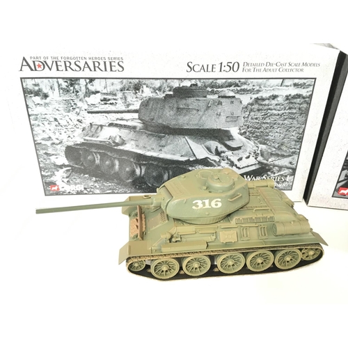 227 - 2 X Boxed Corgi Korean War Series Die-Cast. A T34/85 Tank and Sherman Tank With Flamethrower.(2)