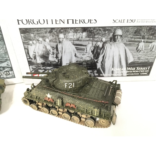 227 - 2 X Boxed Corgi Korean War Series Die-Cast. A T34/85 Tank and Sherman Tank With Flamethrower.(2)