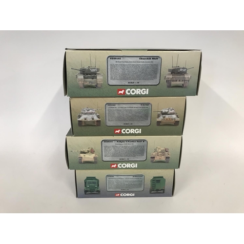 231 - 4 x corgi world war 2 limited edition tanks and military vehicles.