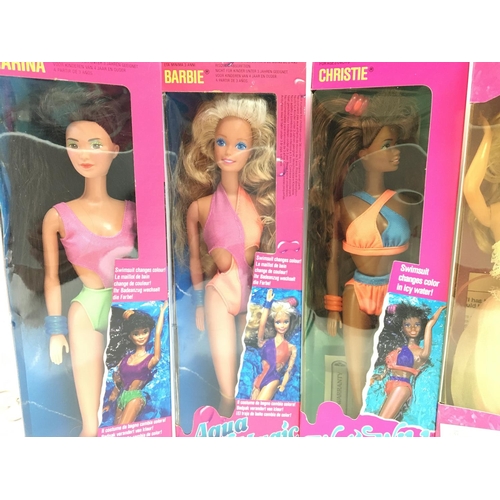 24 - 5 X Boxed Barbies From the late 80s, early 90s including Aqua Magic. Wet and Wild. Happy Birthday an... 