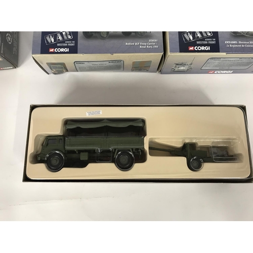 249 - Collection of various Corgi die cast military vehicles including Sherman tank and Bedford troop carr... 