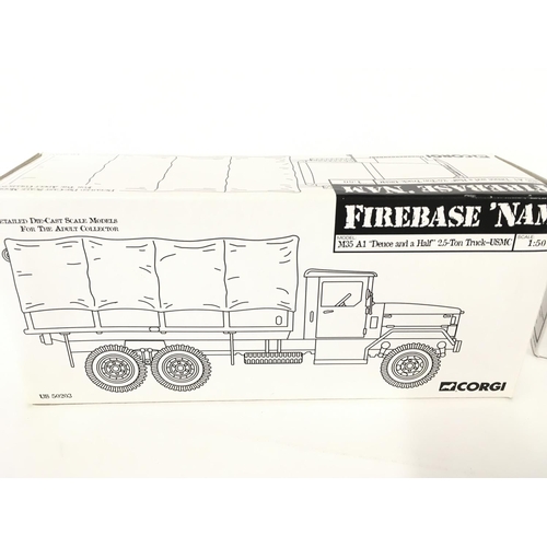 251 - 2 X Corgi Boxed Firebase Nam Die-Cast. A M35 A1 Deuce and a Half and a M152 A1 Mutt utility truck.(2... 