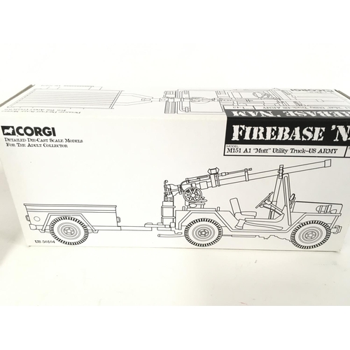 251 - 2 X Corgi Boxed Firebase Nam Die-Cast. A M35 A1 Deuce and a Half and a M152 A1 Mutt utility truck.(2... 