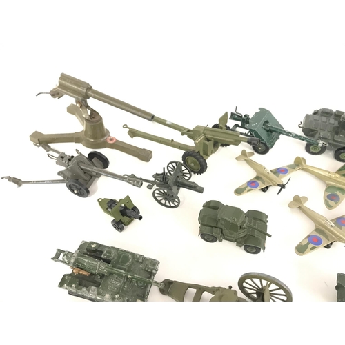 255 - A Collection of Playworn Military Die-Cast including Britains. Dinky.Lone Star. Corgi etc.