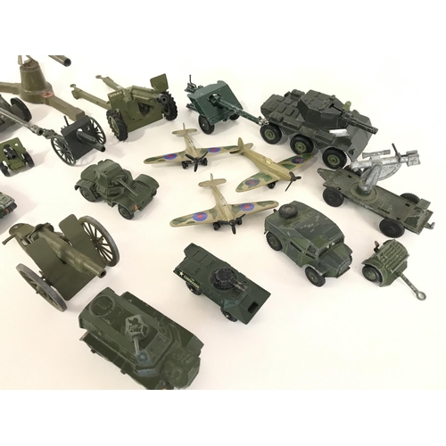 255 - A Collection of Playworn Military Die-Cast including Britains. Dinky.Lone Star. Corgi etc.