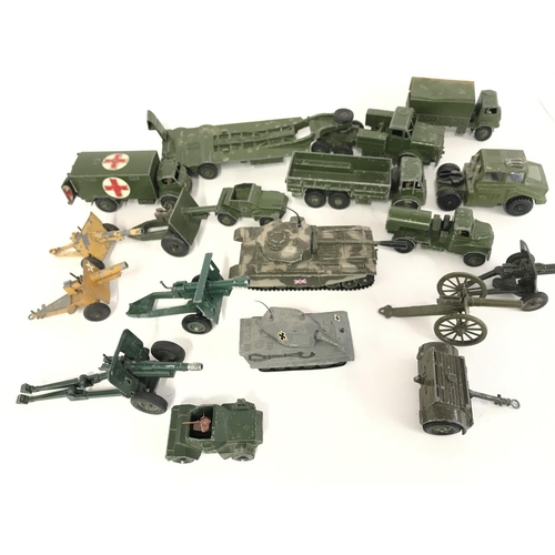 256 - A Collection of Playworn Military Die-Cast Including Dinky. Corgi. Zyimex. Matchbox etc.