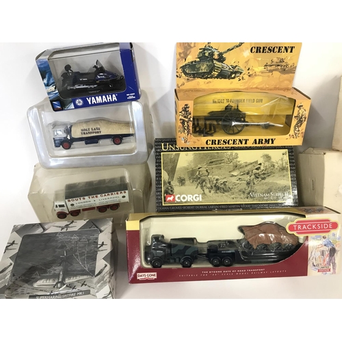 258 - A large collection of various military models including corgi and Maldon plane kits.