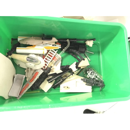 272 - A Box Containing a Collection of Vintage Star Wars Vehicles including Rebel Transport. Snow Speeder.... 