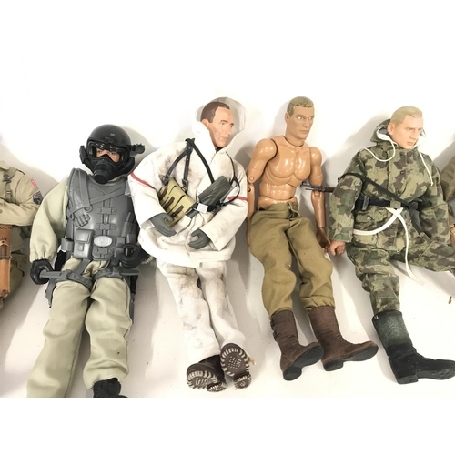 312 - 6 x 12 inch military figures including 21st century and action man.