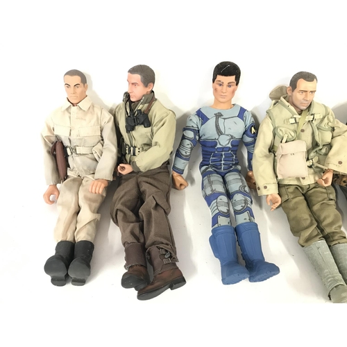 314 - 7 x 12 inch military figures including 21st century and action man.