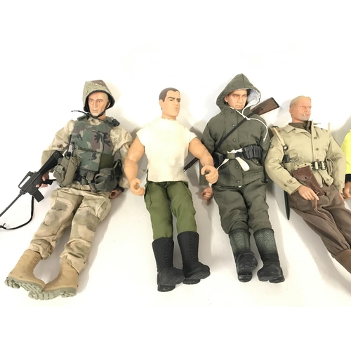 315 - 7 x 12 inch military figures including 21st century and action man.