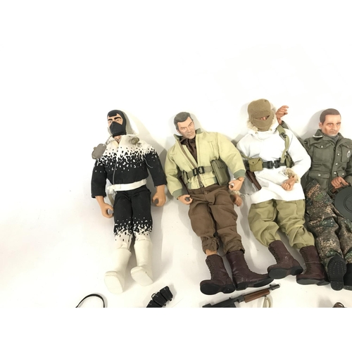 320 - 6 x 12 inch military figures including 21st century and action man with various accessories.