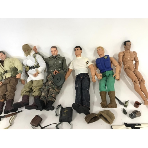 320 - 6 x 12 inch military figures including 21st century and action man with various accessories.