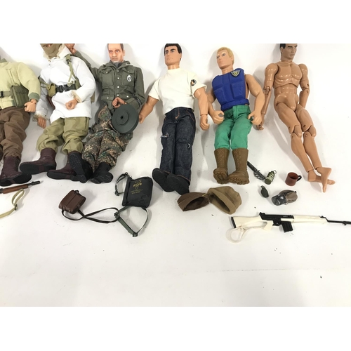 320 - 6 x 12 inch military figures including 21st century and action man with various accessories.