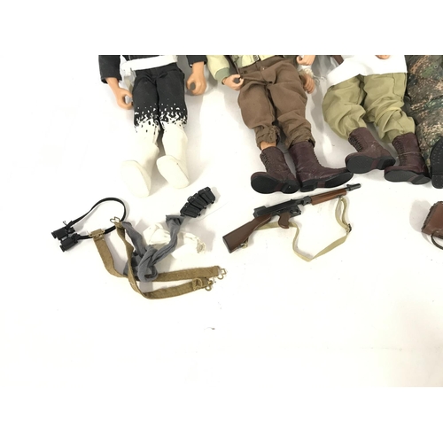 320 - 6 x 12 inch military figures including 21st century and action man with various accessories.