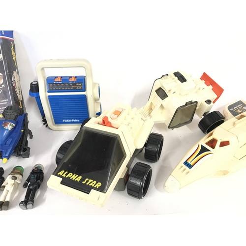 332 - Assorted Fisher-price toys including vehicles and radio.