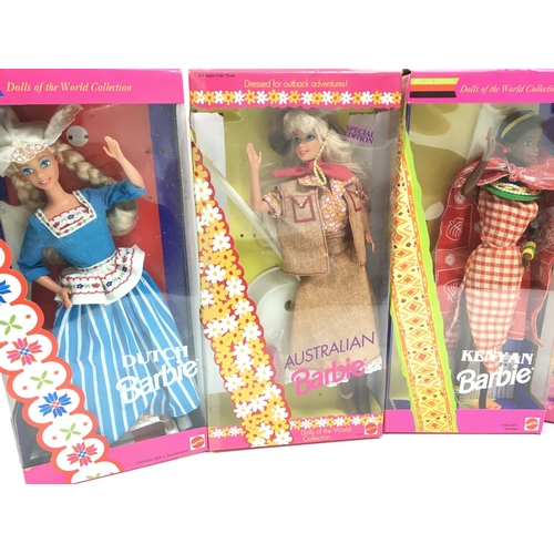 34 - A Collection of 5 Boxed Barbies including Dutch. Australian. Kenyan.Mexican and German.(5).