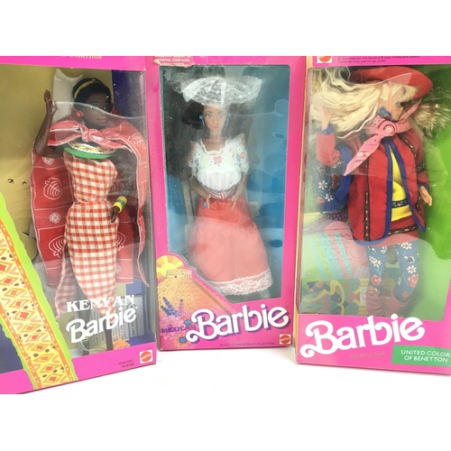 34 - A Collection of 5 Boxed Barbies including Dutch. Australian. Kenyan.Mexican and German.(5).