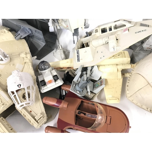 370 - A Box Containing A Collection Of Vintage Star Wars Ships and Vehicles. Ideal for spare parts etc.