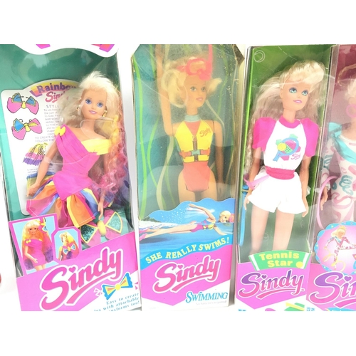 38 - 5 X Boxed Sindys including Rainbow. Swimming. Tennis Star. Twist & Twirl. And Ballet.(5).