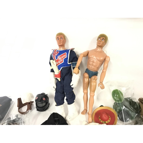 397 - A box of vintage action man figures and accessories. Including working talking action man.