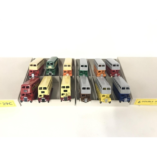 414 - 2 X Dinky Reproduction Trade Boxes Including 12 Double Deck Buses.