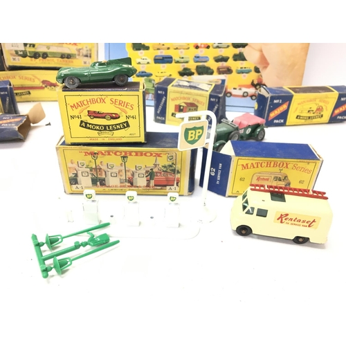 64 - A Collection of Vintage Matchbox Vehicles mostly Boxed. Including Mobilgas Petrol Tanker.#8 Fire Cra... 