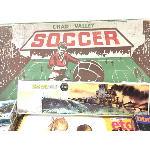 65 - A Collection of Boxed Subbuteo. A Chad Valley Soccer Game. Action Man Booklets. Airfix Models. A Etc... 