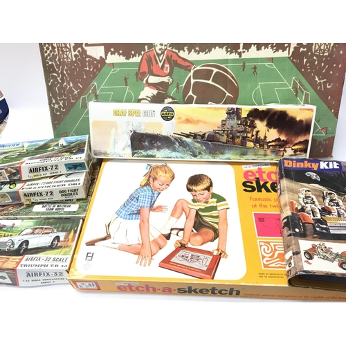 65 - A Collection of Boxed Subbuteo. A Chad Valley Soccer Game. Action Man Booklets. Airfix Models. A Etc... 