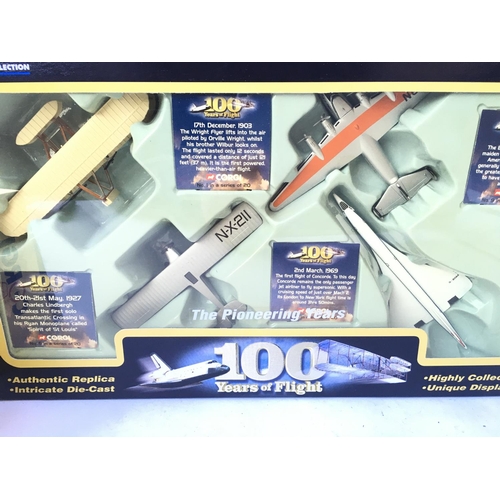 696 - Collection of assorted vehicles including corgi classics - corgi 100 years of flight showcase collec... 