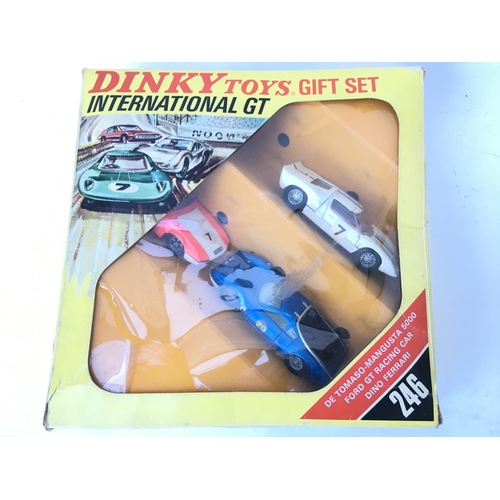 702 - A Boxed Dinky Toys International GT Gift Set #246. Box is worn.