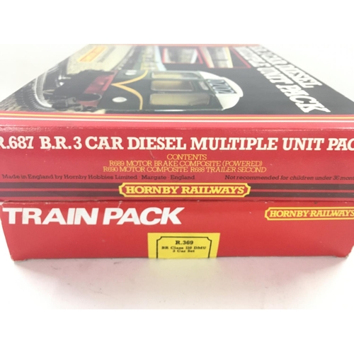 771 - A Boxed Hornby BR 3 Car Multipule Unit Pack #R 689 and a BR Class 110 DMU 3 Car Set.