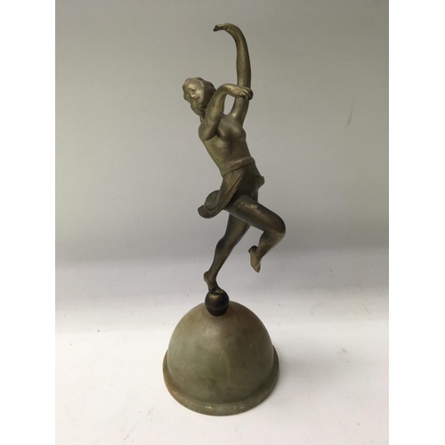 737 - A Art Deco figure in the form of a dancing maiden on onyx