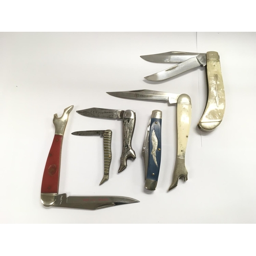 758 - A collection of six collectable pocket knives .