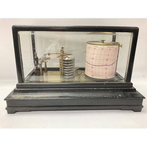 771 - Antique Woods Barograph with paper