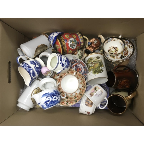 829 - A box of various ceramics including Royal Doulton, Wedgwood, Sylvac etc.