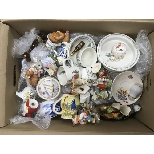 829 - A box of various ceramics including Royal Doulton, Wedgwood, Sylvac etc.