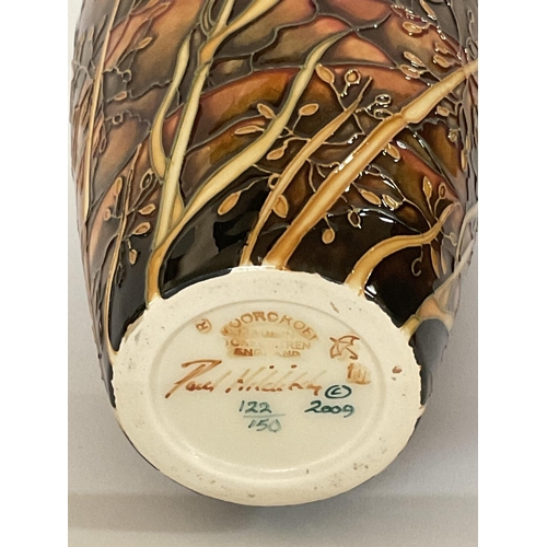 833 - A Moorcroft cranefly design vase by Paul Hilditch, Limited Edition 122/150, dated 2009. 21cm. (No da... 