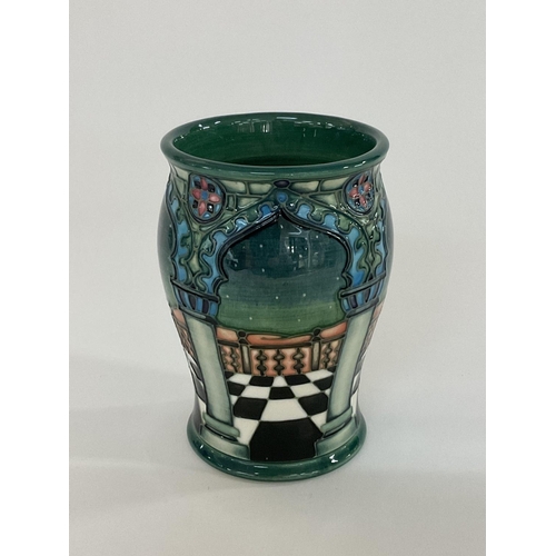 834 - A Moorcroft pottery vase with Jumeirah design by Beverley Wilkes, 1999, 13.5cm ( No damage or restor... 